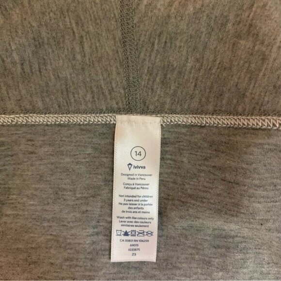 Ivivva Wrap Cardigan 14 Girls Gray Open Front NWT Ballet Layer Lounge - Picture 5 of 5